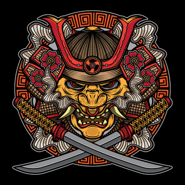 samurai mask traditional tattoo