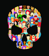 Set of people icons form a skull shape