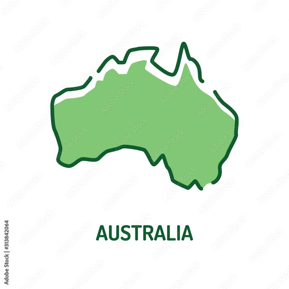 Poster australia map color line icon. border of the country. pictogram for web page, mobile app, promo. ui 