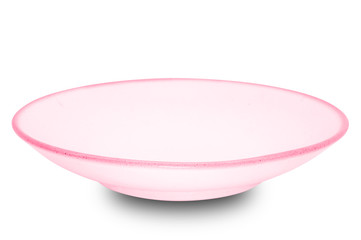 Red plate isolated on white background.
