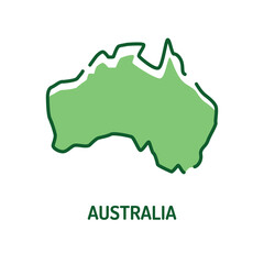 Australia map color line icon. Border of the country. Pictogram for web page, mobile app, promo. UI UX GUI design element. Editable stroke. - obrazy, fototapety, plakaty