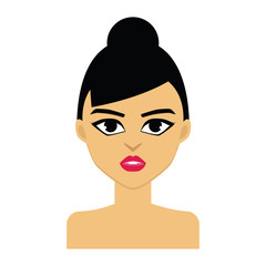 Illustration of a Cute Girl Portrait an Avatar isolated on a white background.