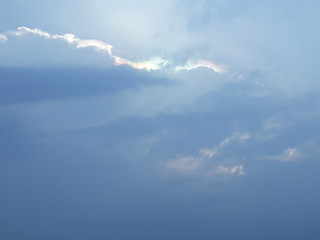 Naklejka na ściany i meble Colourful blue sky with clouds