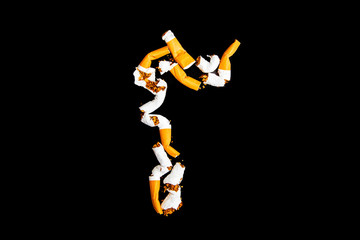 Cigarettes with filter on a black background