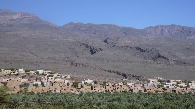 Abandoned Village of Al Hamra near Nizwa, Oman. Panoramic View of Old Ruined Town