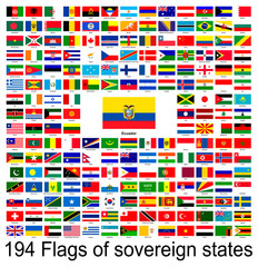 Ecuador, collection of vector images of flags of the world