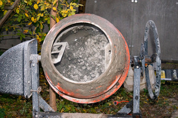 concrete mixer in work