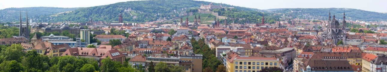 Fototapeta na wymiar panorama of würzburg city with cathedrals 