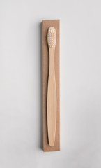 Eco natural bamboo toothbrush on white background