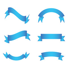 set of blue ribbon banner icon