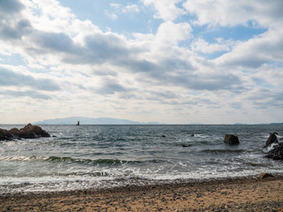 曇り空と瀬戸内海