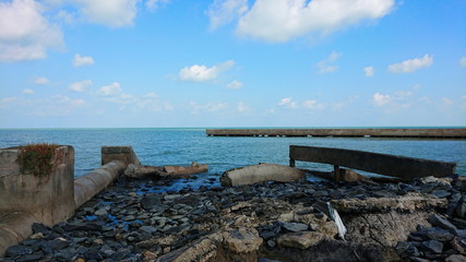 Destroy broken oldbuilding sea beach