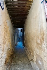 Fez, Morocco narrow street in medina