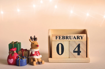 Februaru 4, Christmas, Birthday with number cube design for background.