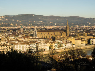Fototapeta premium Italia, Toscana, Firenze, la città e la chiesa di Santa Croce.