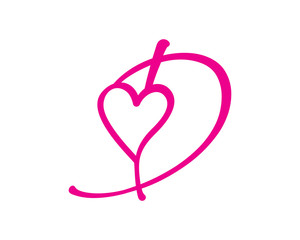 Letter D And Heart Logo Design Template 003