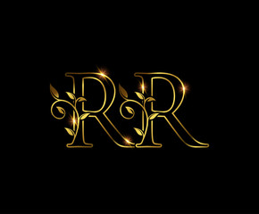 Golden Rand RR Letter Luxury Logo Icon 