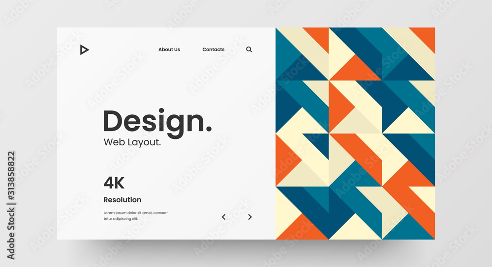 Wall mural creative horizontal website screen part for responsive web design project development. abstract geom