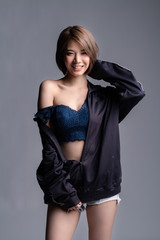 Sexy asian girl model, woman body contour, beautiful sexy asian