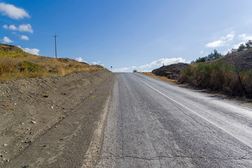 Road in arid areas. Crimea.