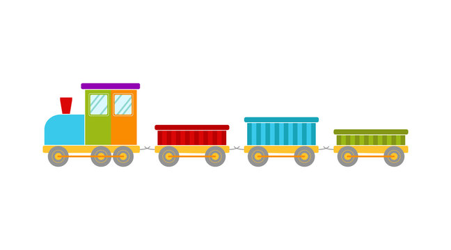 Bright toy train, vector illustration