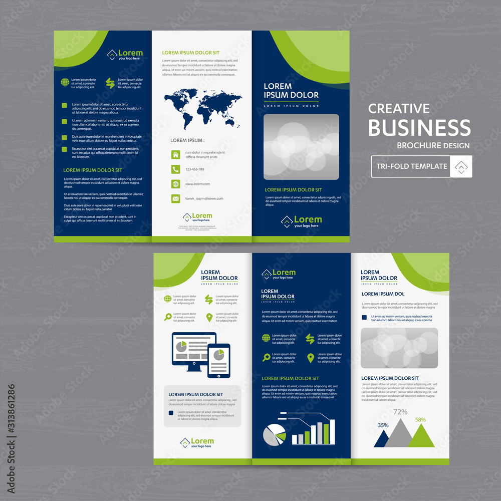 Poster tri fold brochure mock up background abstract business leaflet flyer vector design presentation layo