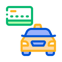 Credit Card Payment for Taxi Services Online Collection Icon Vector Thin Line. Contour Illustration