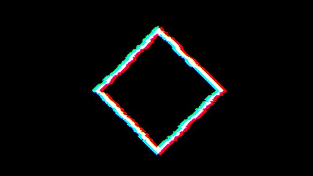 Glitch square frame. Distorted video The color distortion of the TV screen looks beautiful and modern.