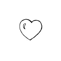 hand drawn heart, isolated on white background. Doodle vector illustration.