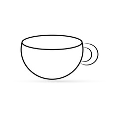 Coffee or tea cup icon isolated on white. Line template. sketch hot drink sign. Beverage symbol. Outline design elements. Vector stock illustration