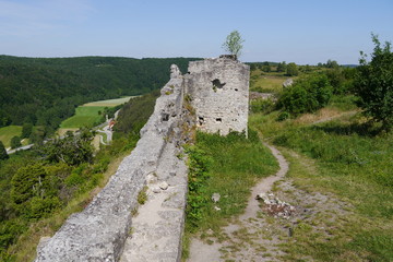 Fototapeta na wymiar Wanderweg Burgruine Burg Kallmünz