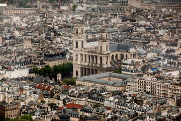 view of Paris from the Montparnasse tower at the church of Saint-Germain-des-Prés