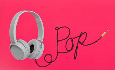 Headphones with pop cable pink wallpaper