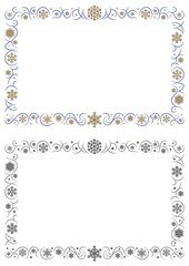 ゴージャスな雪の結晶オーナメントの矩形フレーム(横)