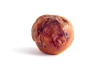 Rotten apple on a white background