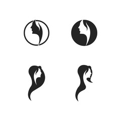 Beauty Women face silhouette character Logo Template