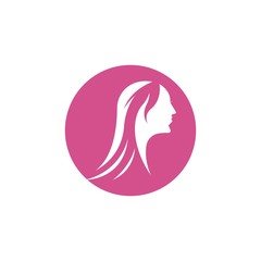 Beauty Women face silhouette character Logo Template