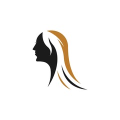 Beauty Women face silhouette character Logo Template