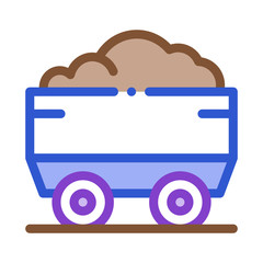 Heavy Truck with Material Metallurgical Icon Vector Thin Line. Contour Illustration