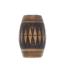 wooden ethnic drum isolated on white background