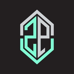 ZP Logo monogram with hexagon shape and outline slice style