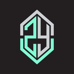 ZY Logo monogram with hexagon shape and outline slice style