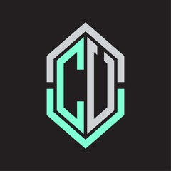 CU Logo monogram with hexagon shape and outline slice style