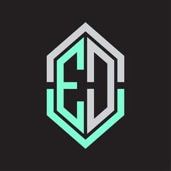 ED Logo monogram with hexagon shape and outline slice style