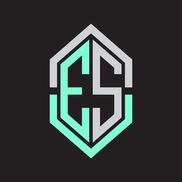 recommend clip art: ES Logo monogram with hexagon shape and outline slice style