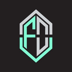FO Logo monogram with hexagon shape and outline slice style