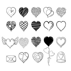 Set of hand-drawn hearts. Vector doodle hearts set. - 313872826