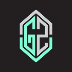 GZ Logo monogram with hexagon shape and outline slice style
