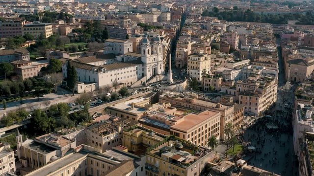 Aerial view of Spanish Steps in Rome