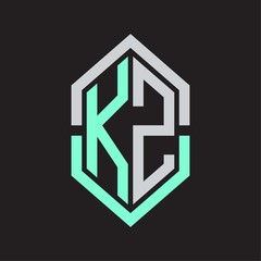 KZ Logo monogram with hexagon shape and outline slice style